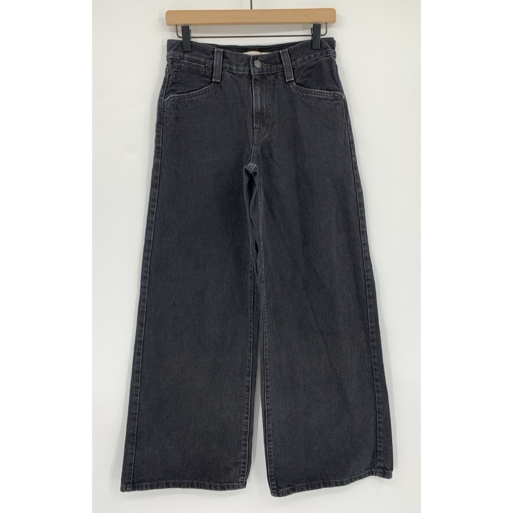 Levis Wide Leg Jeans Womens 25 Black 94 Baggy Wide Leg Fade Denim Pants